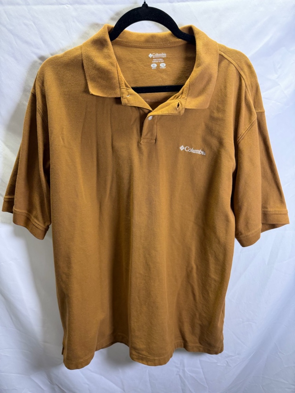 Columbia Cotton Polo Shirt Mens XL Brown Short Sleeve Golf
